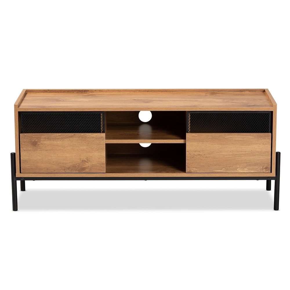 Tasman Modern   Industrial Natural Brown 2 Door TV Stand