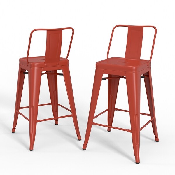 WYNDENHALL Josephine Industrial Metal 24 inch Counter Height Stool (Set of 2) - 16.3 