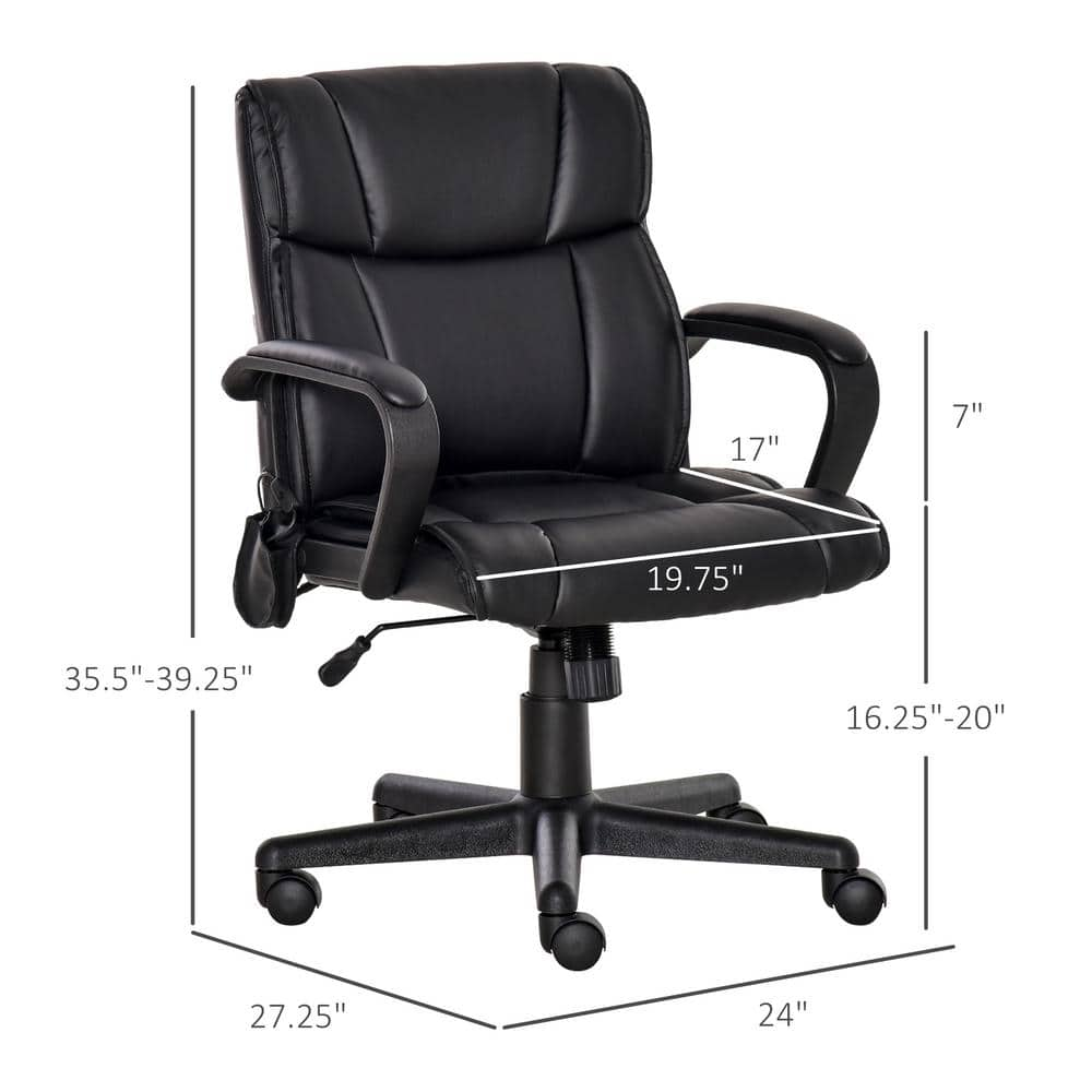 Vinsetto Black PU Sponge Steel Nylon Massaging Office Chair with Adjustable Height 921-442