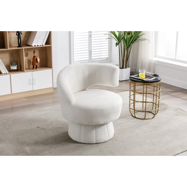 Mid Century 360 Degree Swivel Cuddle Barrel Accent Sofa Chairs， Round Armchairs with Wide Upholstered， Fluffy Fabric Chair