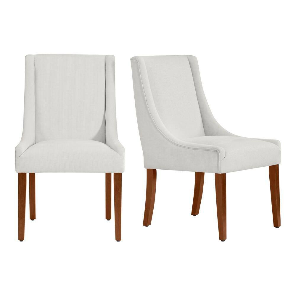 Home Decorators Collection Leaham Biscuit Beige Upholstered Dining Chairs with Walnut Accents (Set of 2) 57-1