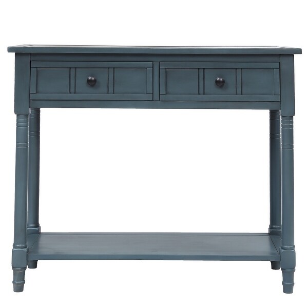 Traditional Design Console Table with 2 Drawers and Bottom Shelf