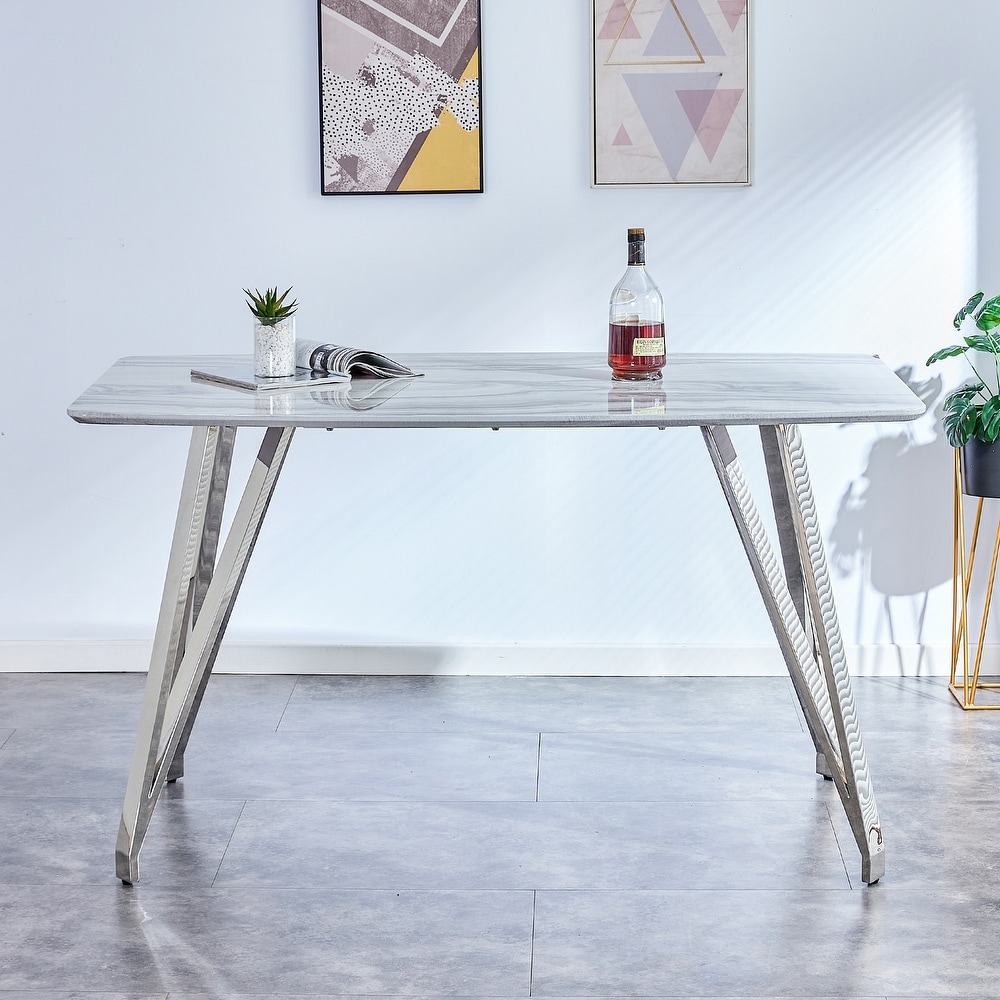 MDF Top Dining Table with stainless steel legs