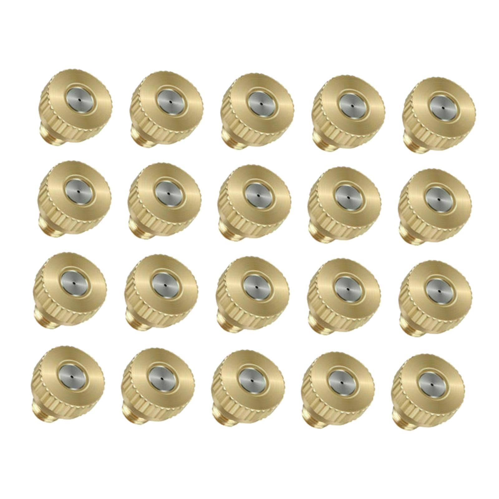 20 Pack Brass Misting Nozzles Replacement Heads for Garden Patio Lawn Landscaping and Outdoor Cooling Mister .1mm