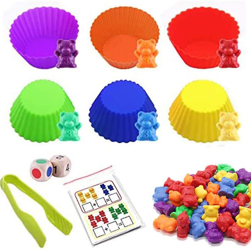 62 pcs/set Kids Rainbow Counting Bear Toys Educational Cognition Matching Game Educational Toys Gifts