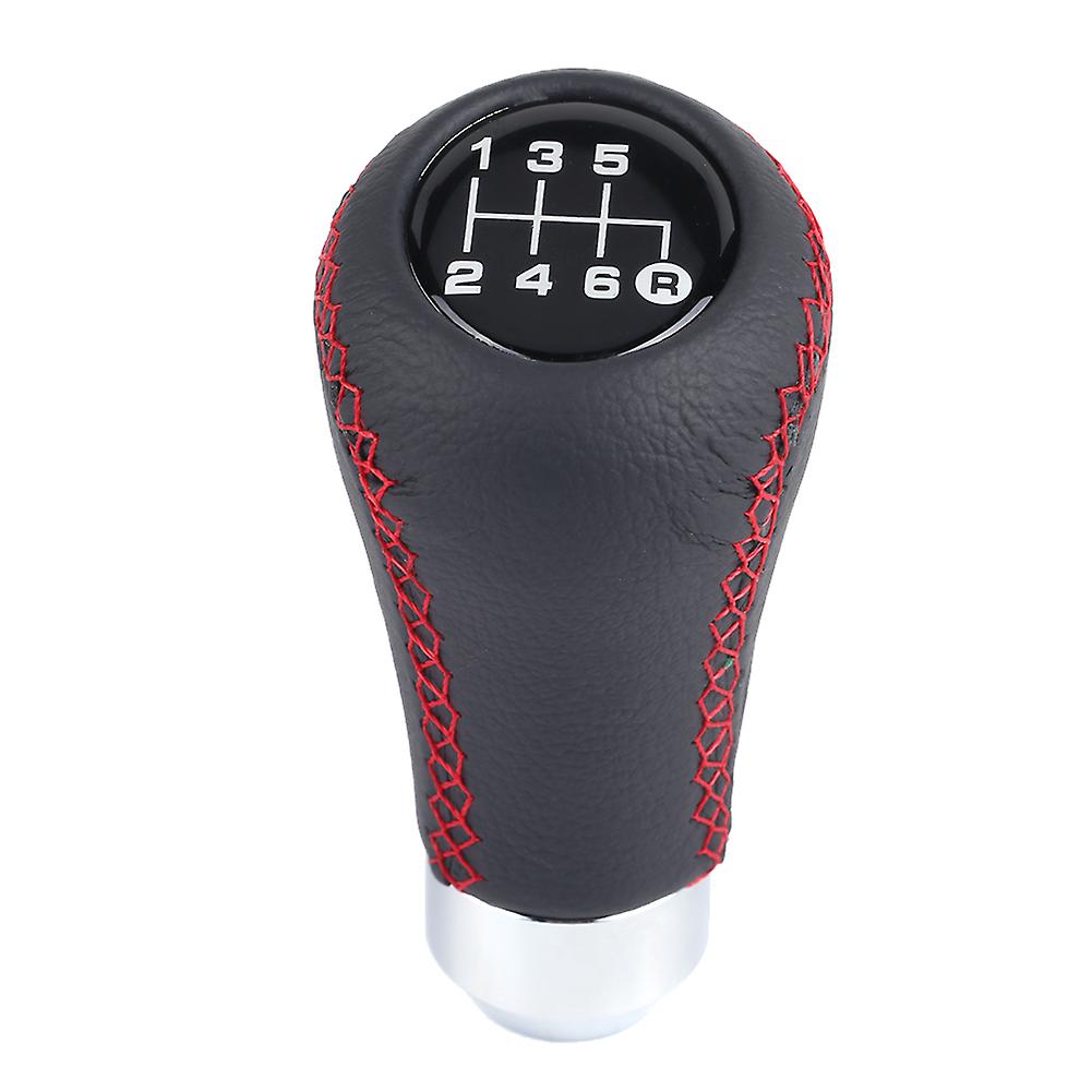 Universal Car Vehicle 6 Speed Gear Shift Knob Pu Shifter Stick With 3 Hoses Red