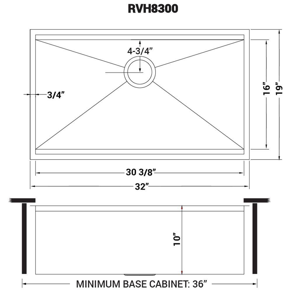 Ruvati 32 in. Single Bowl Undermount 16-Gauge Stainless Steel Ledge Kitchen Sink with Sliding Accessories RVH8300