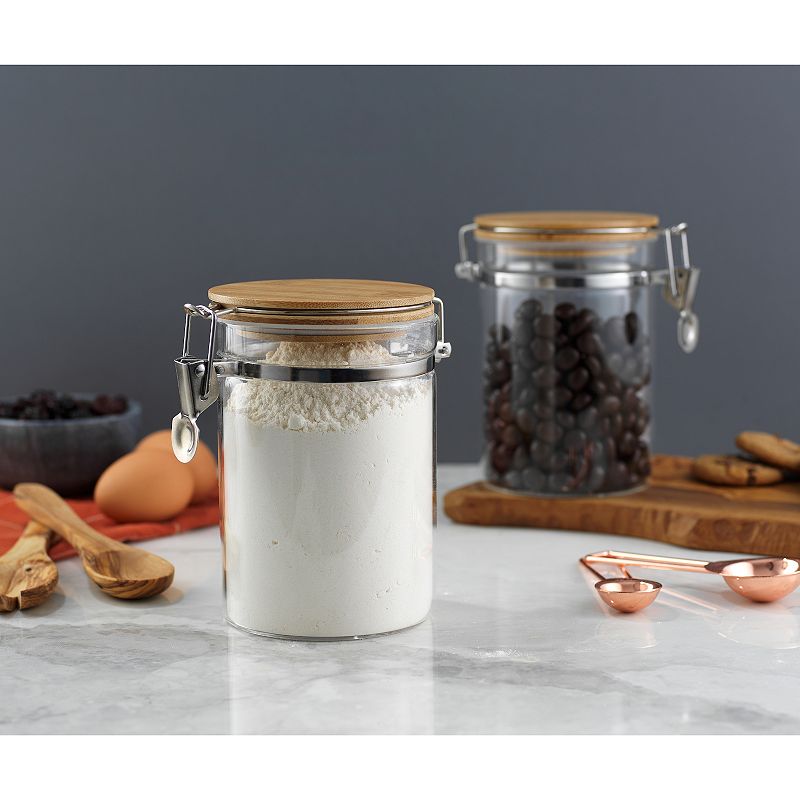 JoyJolt 2-pc. 27-oz. Bamboo Clamp Lid Glass Storage Jar Set