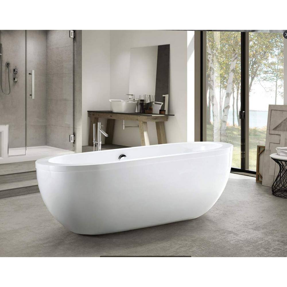 Vanity Art Rennes 71 in. Acrylic Flatbottom Center Bathtub in White VA6837-L