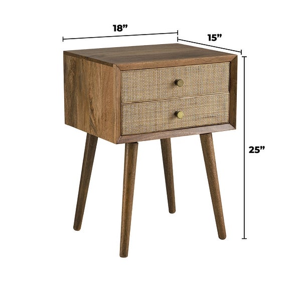 Dylan 25-Inch Tall Solid Wood and Rattan End Table