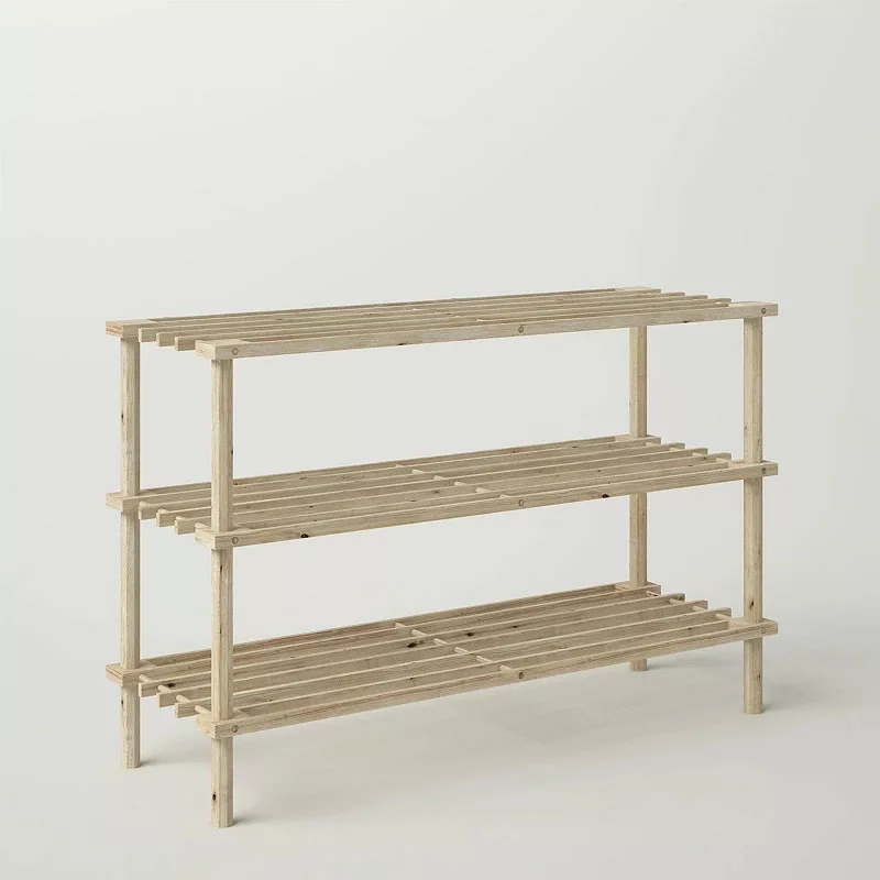 Solid Pine Wood 3-tier Shoe Rack - Holds Up To 12 Pair Of Shoes