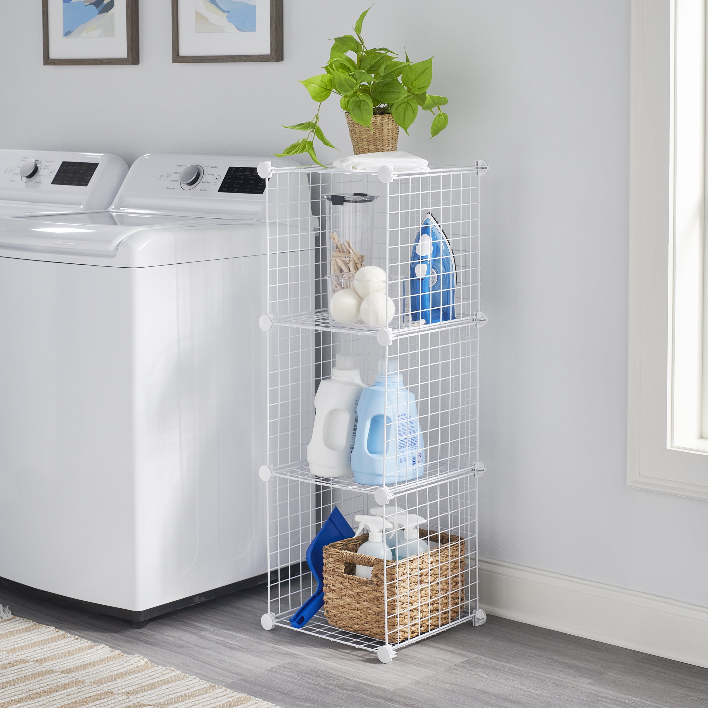 Rubbermaid 3-Piece Stackable Modular Storage Cube Set, White Great for organizing you bedrooms, dorm rooms closets and more