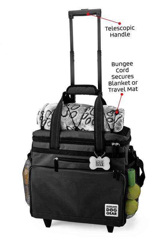 Mobile Dog Gear Rolling Week Away Bag， Black