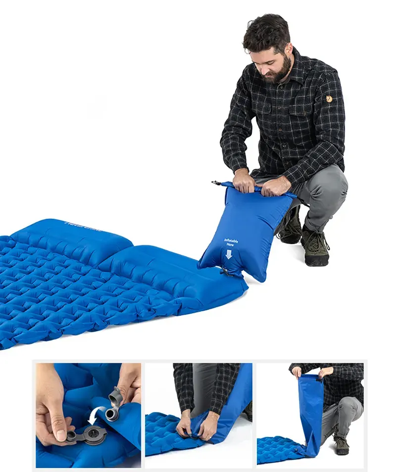 Outdoor 2 Person Inflatable Mattress Ultralight Sleeping Pads Air Mattresses Camping Mat Cushion With Fill Air Bag