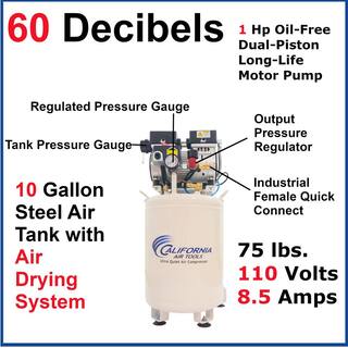 California Air Tools 10 Gal. 1 HP Stationary Electric Air Compressor with Air Drying System 10010DC