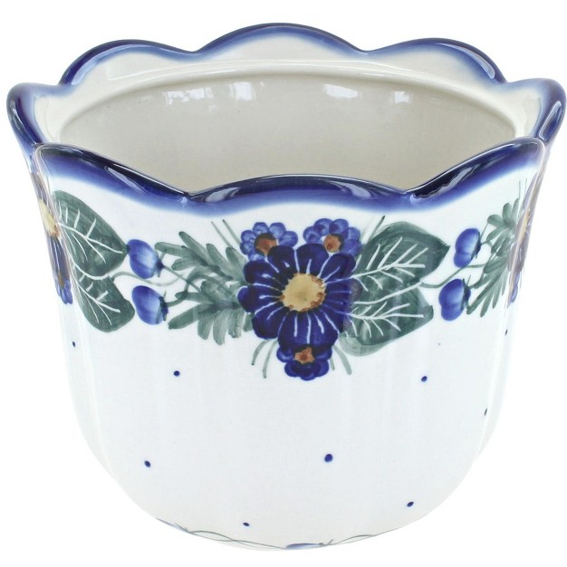 Blue Rose Polish Pottery 66c Wr Unikat Planter