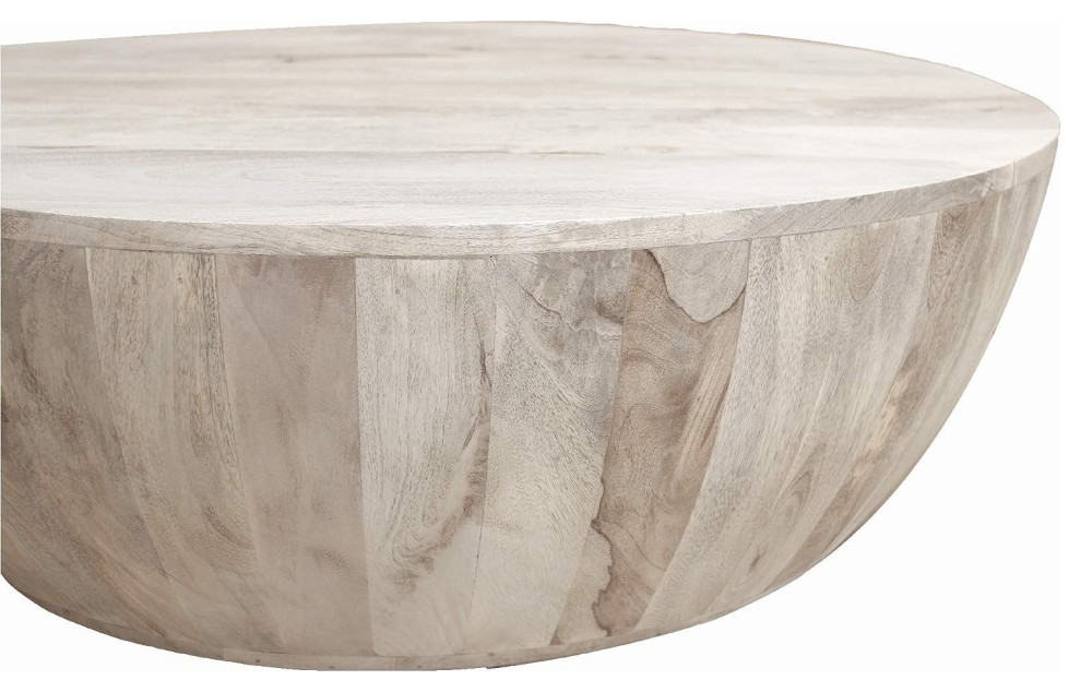 Rustic Coffee Table  Unique Shaped Mango Wood Construction  Distressed White   Farmhouse   Coffee Tables   by Decor Love  Houzz