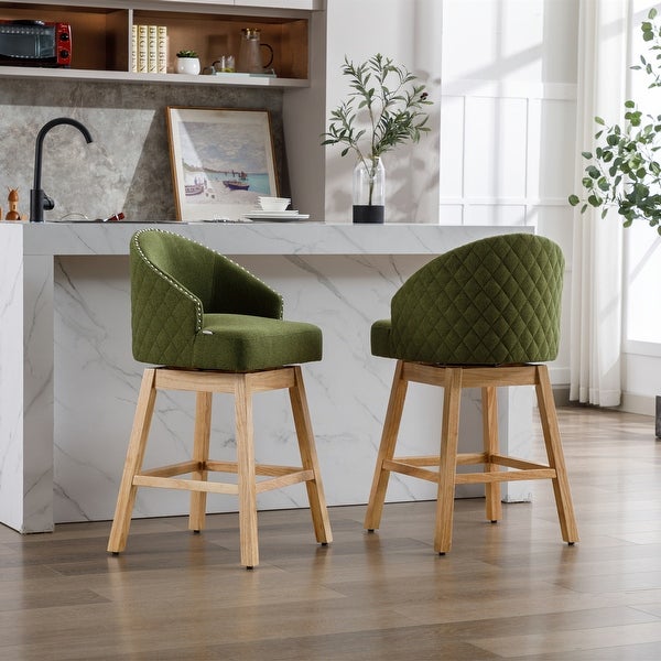 360 Degree Swivel Counter Height Bar Stools with Footrest Set of 2