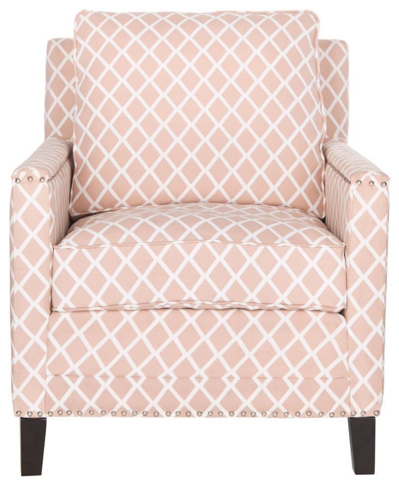 Laura Club Chair Silver Nail Heads Peach Pink/White/Espresso   Transitional   Armchairs And Accent Chairs   by V.S.D Furniture  Houzz