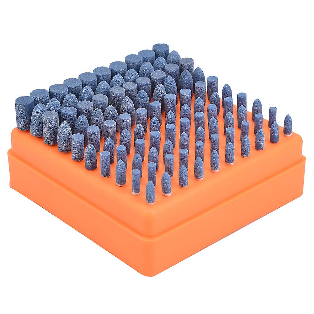 100pcs Polishing Stone Head Grinding Wheel Burr Bit For Grinder Blue Shank Diameter 3mm