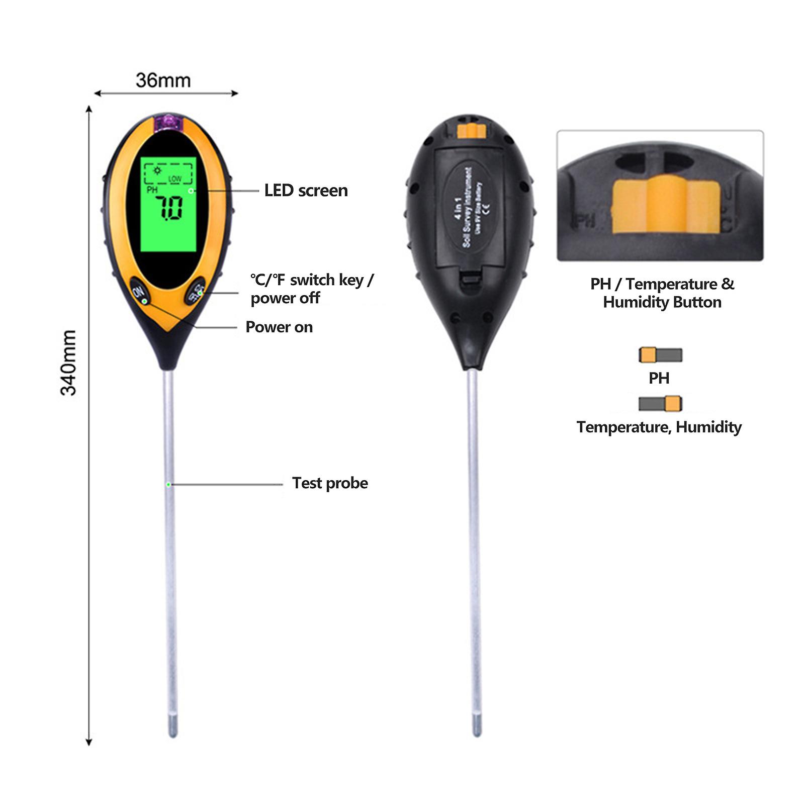 High Precision Plants Soil Survey Instrument Light / Tempreture / Humidity / Ph 4-in-1 Soil Nutrient Content Detector No.357215