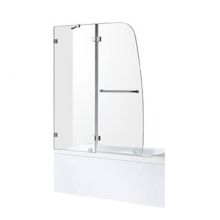 ANZZI HERALD Series 48 in. x 58 in. Frameless Hinged Tub Door in Chrome with Towel Bar Handle SD-AZ11-01CH