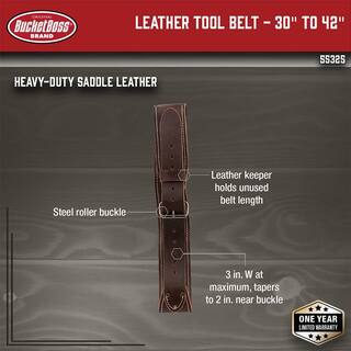 BUCKET BOSS Tapered Leather Tool Belt Size Medium (Waists 30 in.- 42 in.) 55325