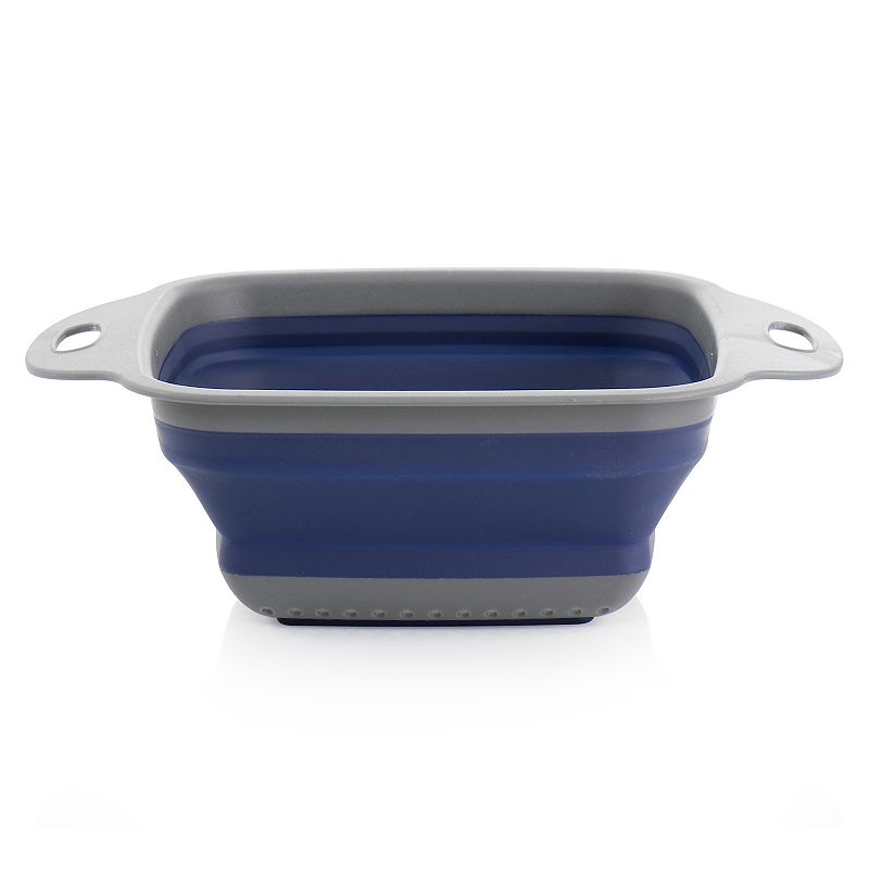 Oster Cocina Bluemarine Collapsible Square Plastic Colander in Blue