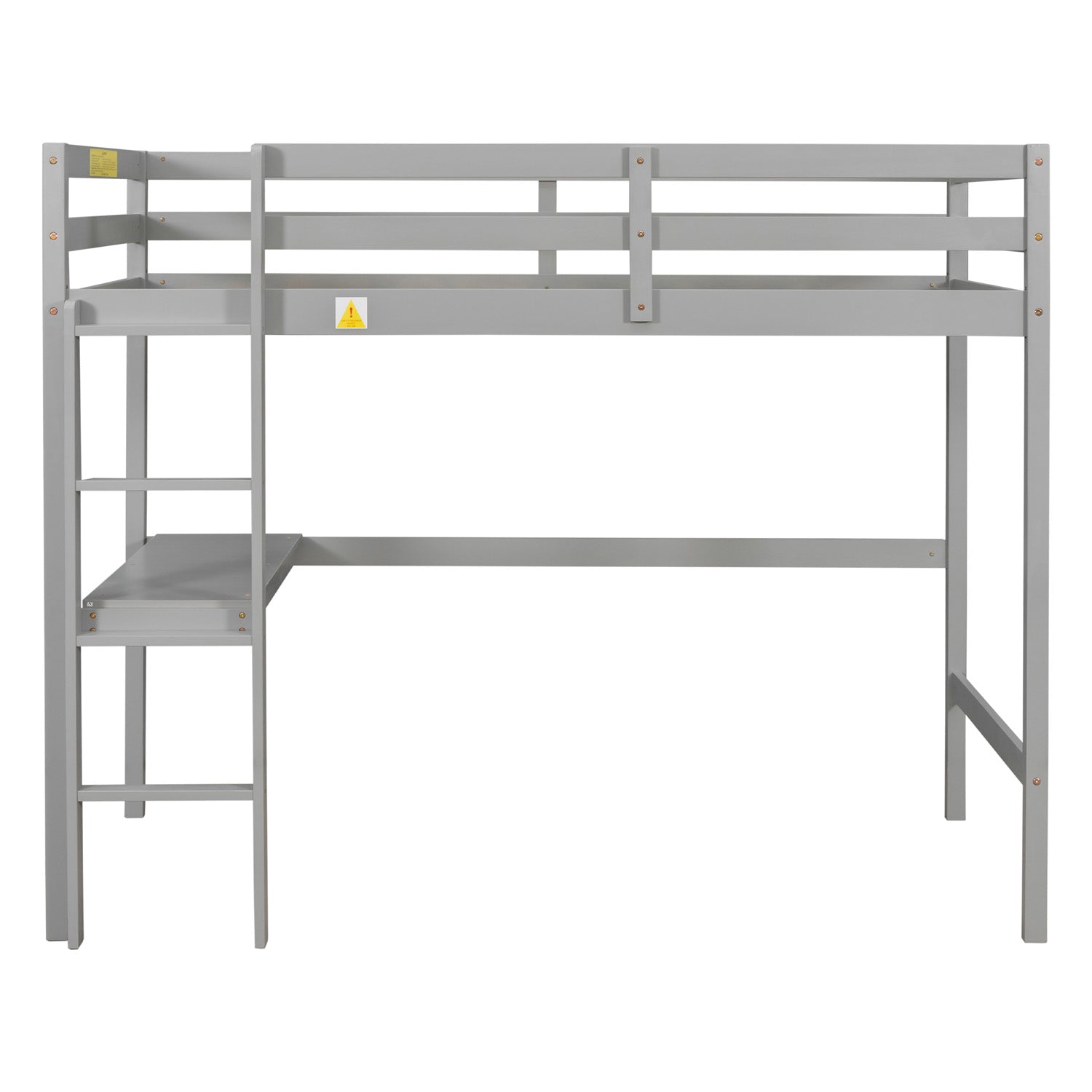 SYNGAR Twin Loft Bed Frame, Solid Pine Wood Twin Loft Bunk Bed Frame with Ladder for Boys Girls Teens Adults, No Box Spring Needed, Gray