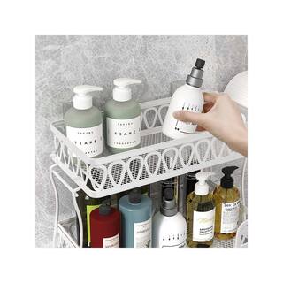 Amucolo Stacking Shower Caddy Shelf Toilet Rack 2-Layer Bathroom Organizer Metal Storage Shelf in White YeaD-CYD0-NWGX