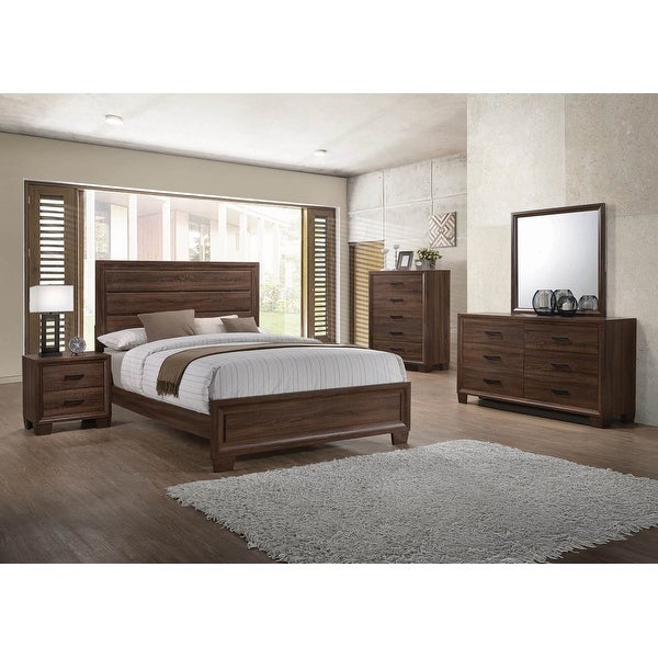 Addison Medium Warm Brown 5-piece Bedroom Set with 2 Nightstands - - 35553459