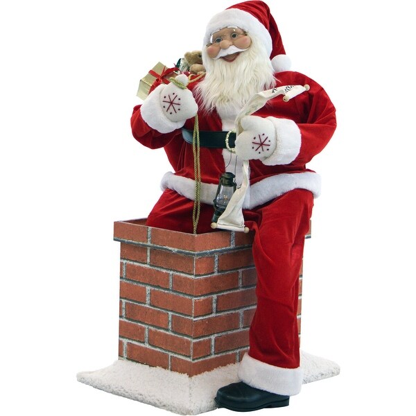 Christmas Time 4Ft. Music and Motion Santa Claus in the Chimney，Animated Indoor Christmas Holiday Home Decor