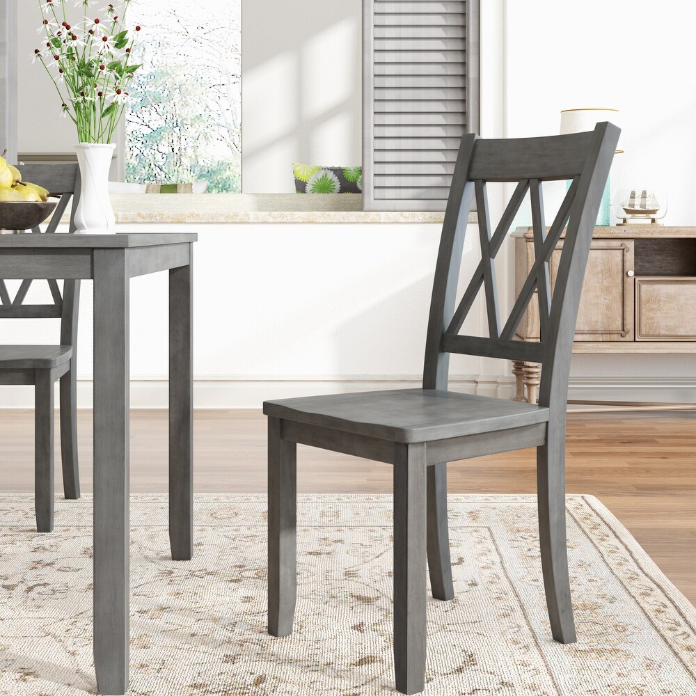 Classic Farmhouse 6 piece Wooden Dining Set with Rectangular Dining Table and Cross Back Side Chairs   Bench  for Dining Room