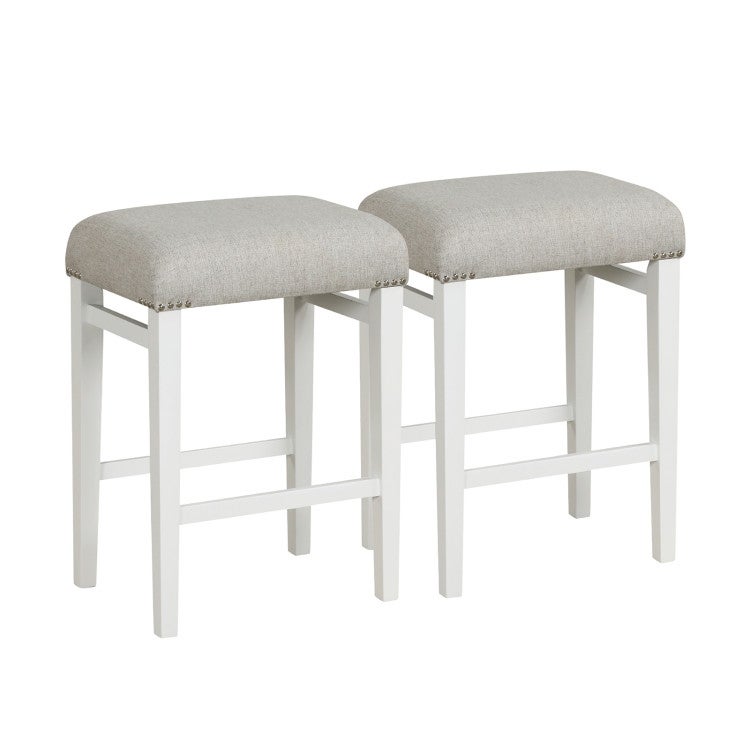 2 Pieces Backless Barstools with Padded Seat Cushions