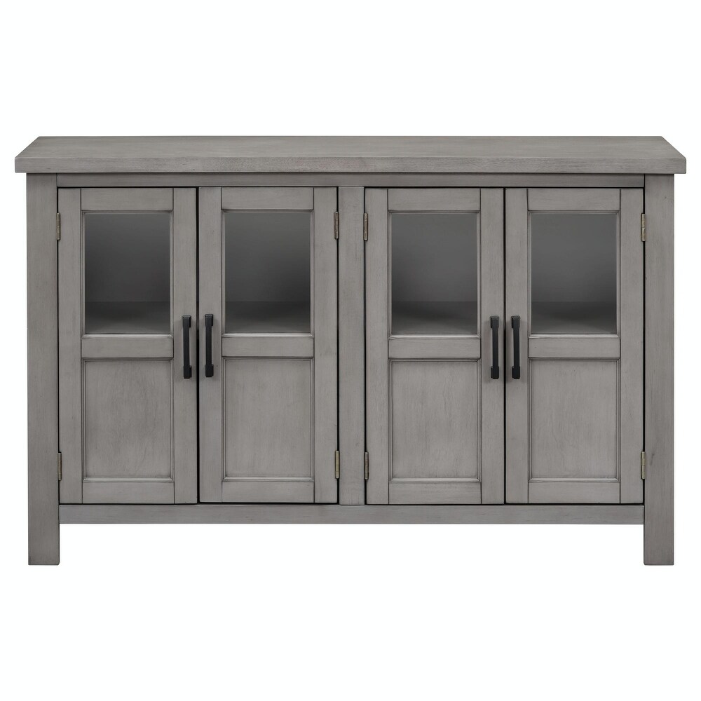 4 Door Cabinet with Adjustable Shelf and Metal Handles