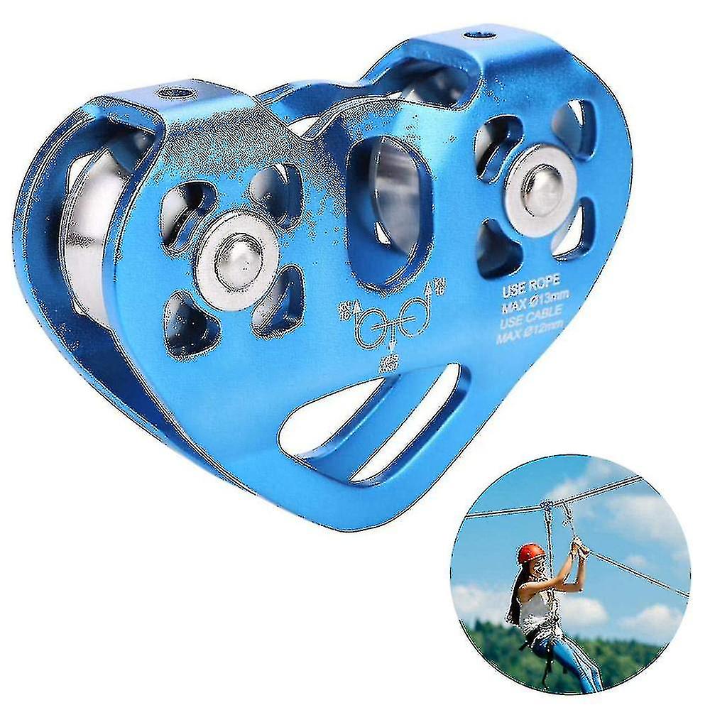 Pulley Tandem Speed Dual Trolley Rescue Climbing Dual Pulley，blue