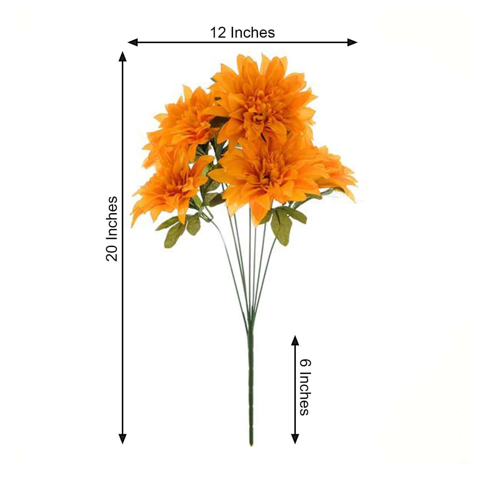 2 Bouquets Orange Artificial Silk Dahlia Flower Spray Bushes 20