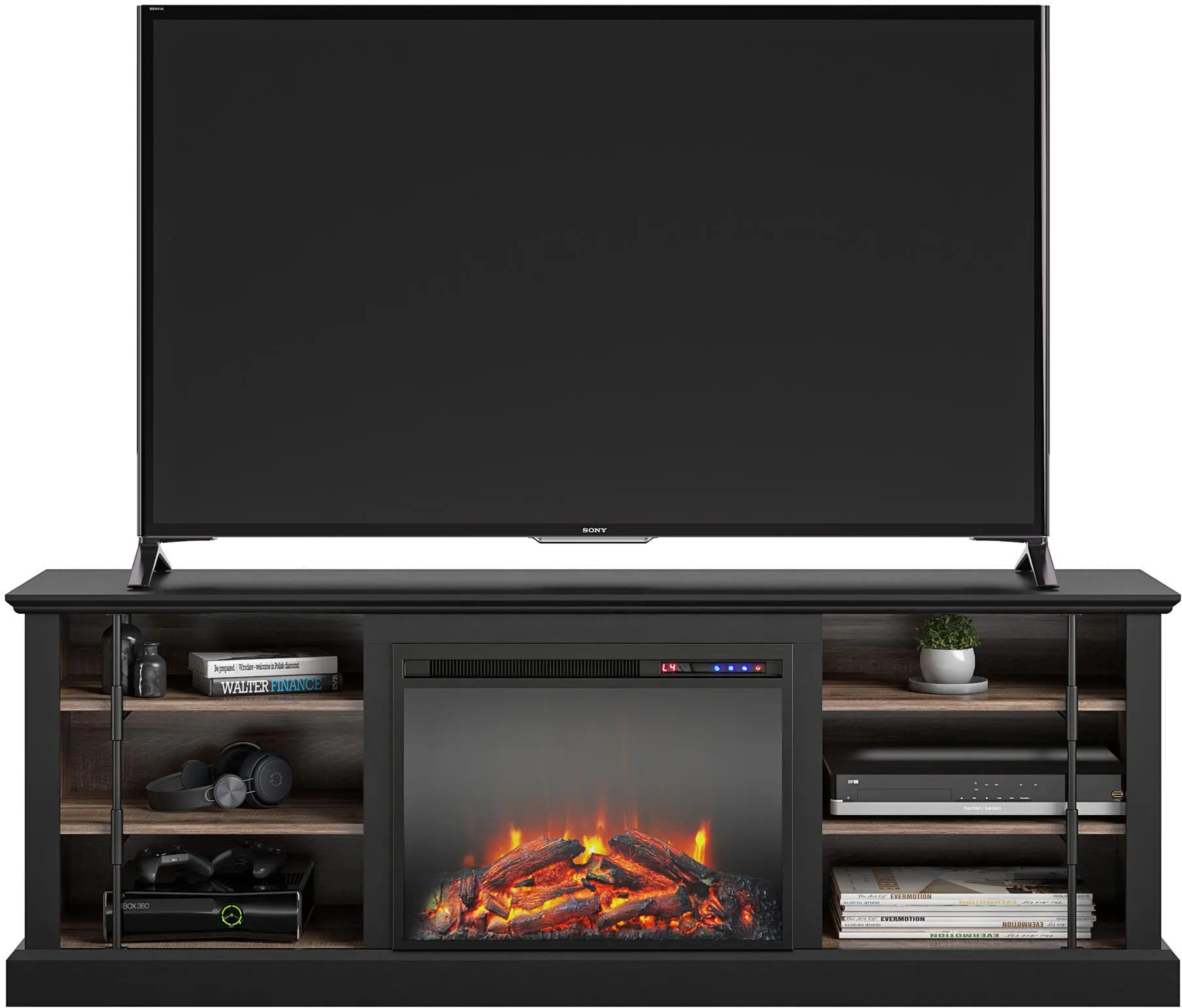 Hoffman Two-Toned 70 TV Stand with Fireplace