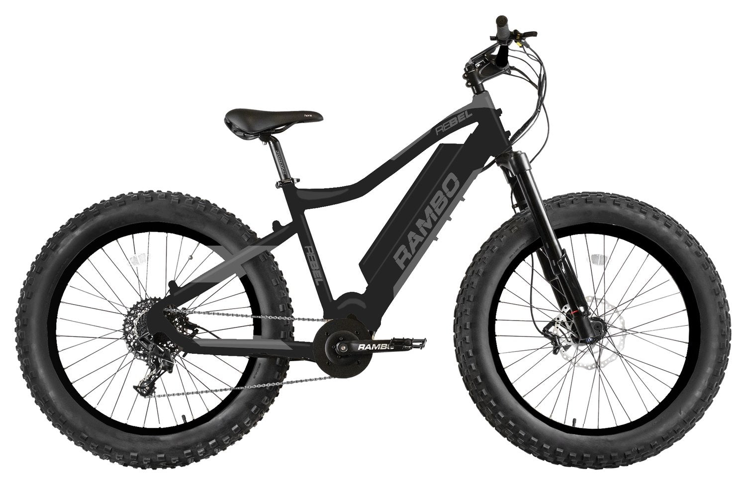 Rambo Rebel 1000Watt Mid Drive Motor Fat Tire Electric Hunting Bike 21Ah Battery