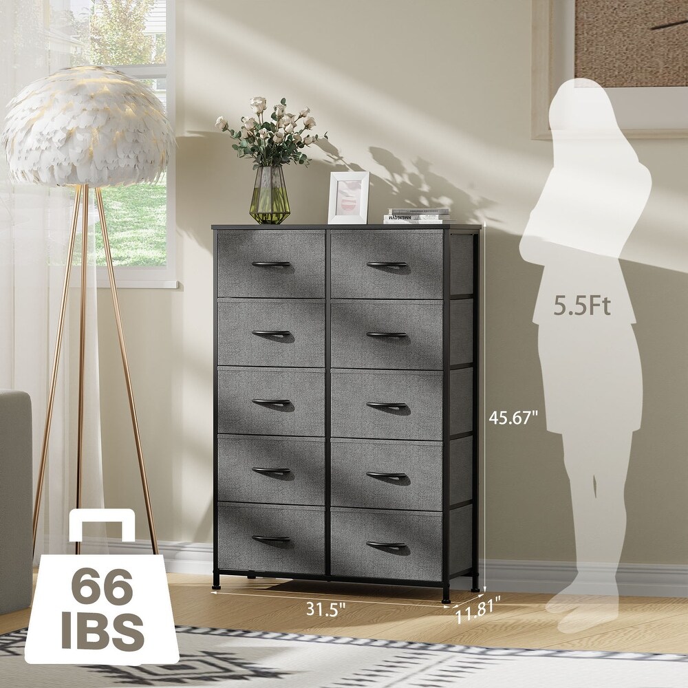 10 Drawers Vertical Dresser Storage Tower Organizer Unit for Bedroom