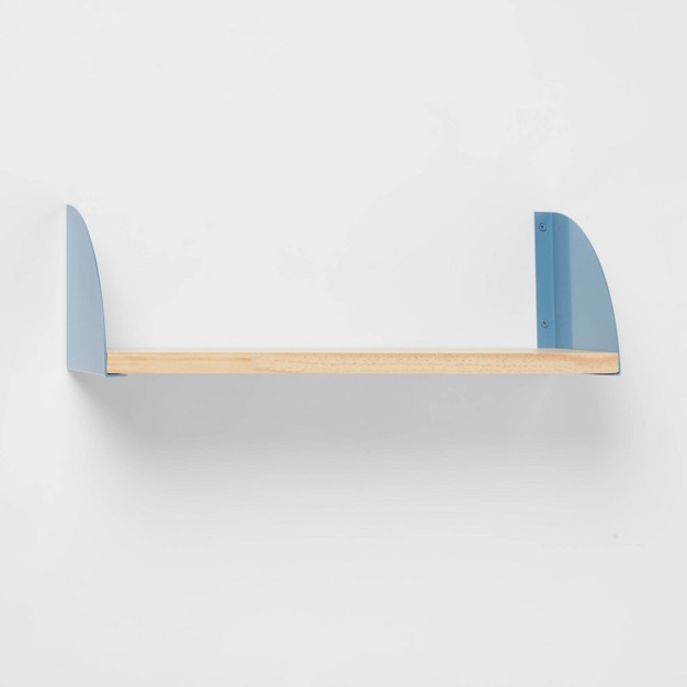 Wood Kids x27 Shelf With Metal Brackets Blue