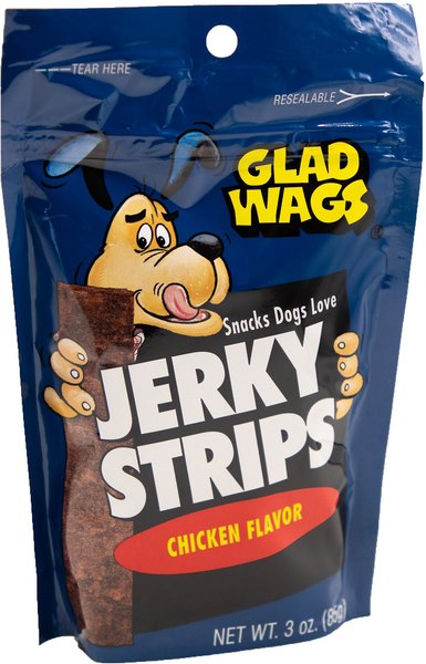 Glad Wags Jerky Strips Chicken Flavor Dog Treats， 3.0-oz bag