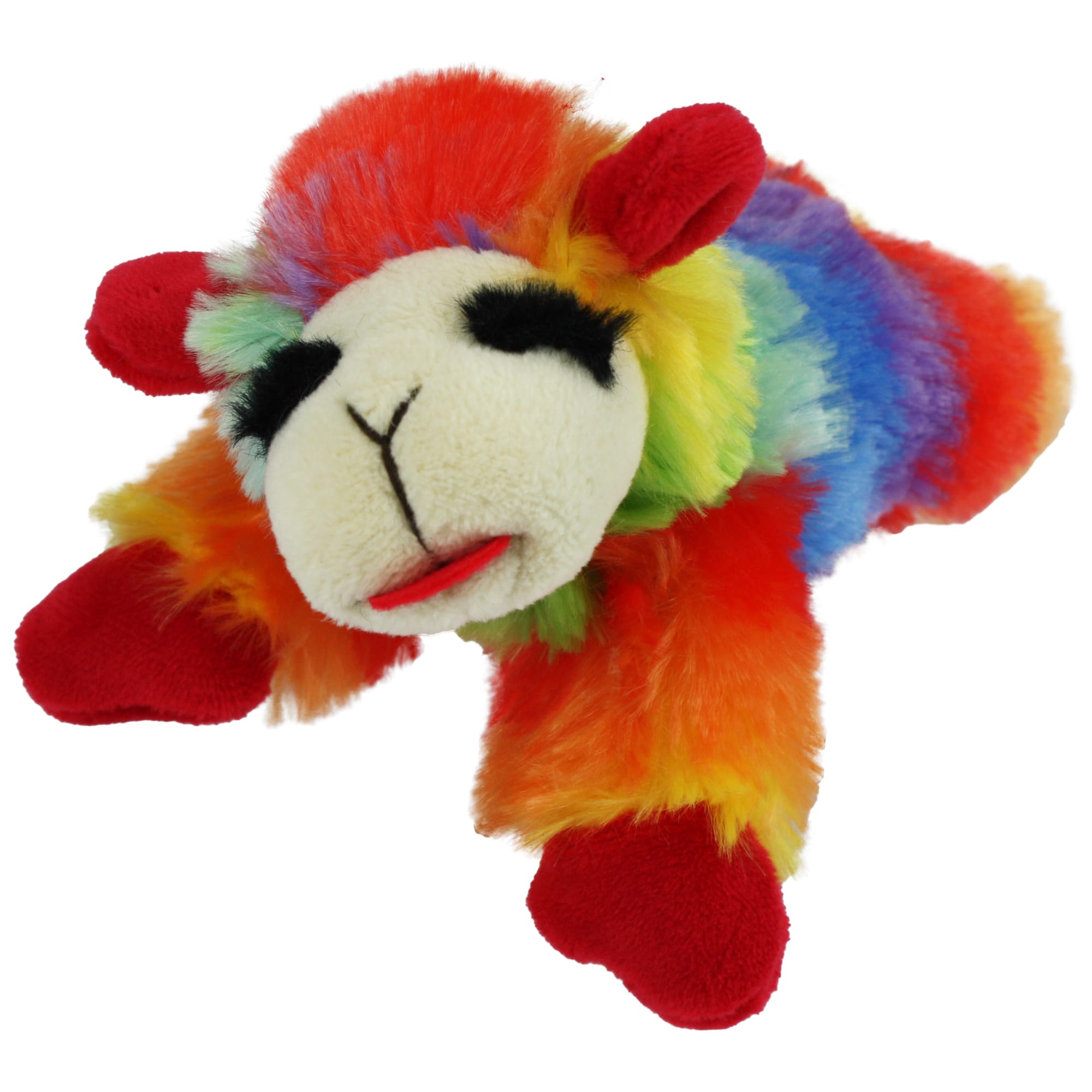 Multipet Rainbow Lamb Chop Plush Dog Toy， Small