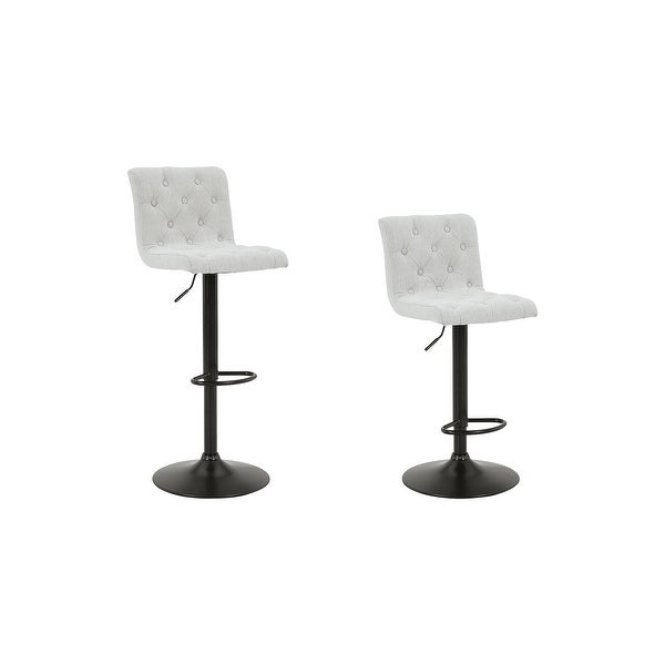 Gaddison Light Beige/Black Tall Upholstered Swivel Barstool， Set of 2 - 17