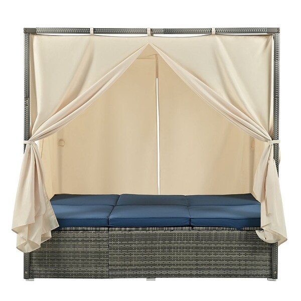 Outdoor Adjustable Daybed with Canopy Patio Lounge Set，High Comfort