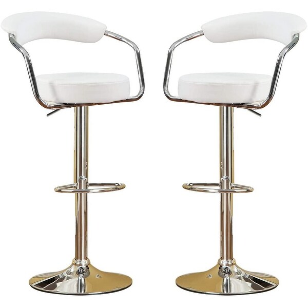 Contemporary Faux Leather Bar Stools Counter Height Chairs Set of 2 with Short Back Adjustable Swivel Kitchen Island Stools