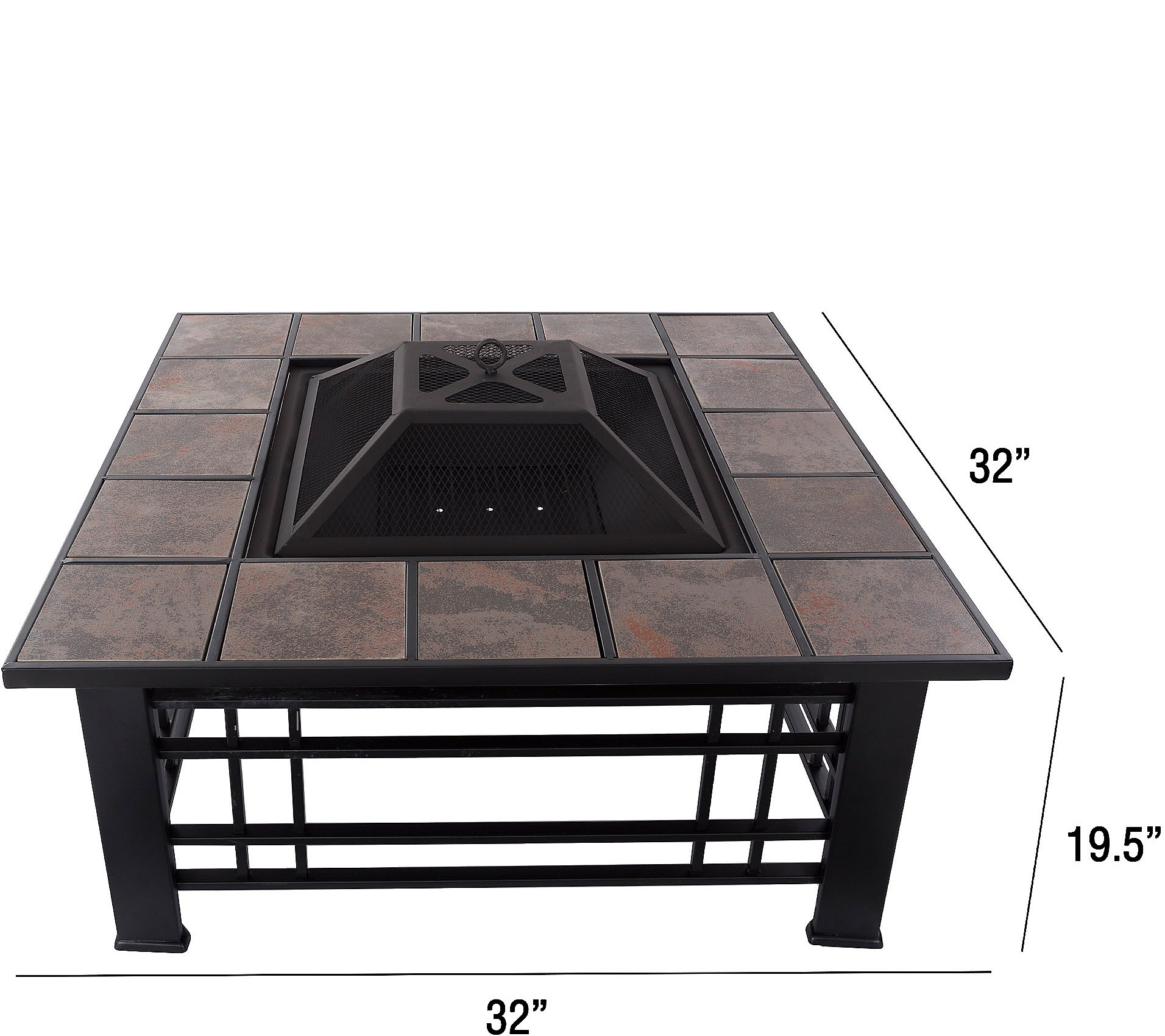 Pure Garden 32 Square Tile Fire Pit