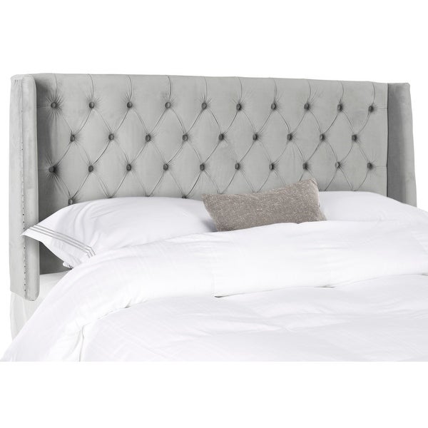 SAFAVIEH London Pewter Upholstered Tufted Wingback Headboard (Queen) - - 11924025