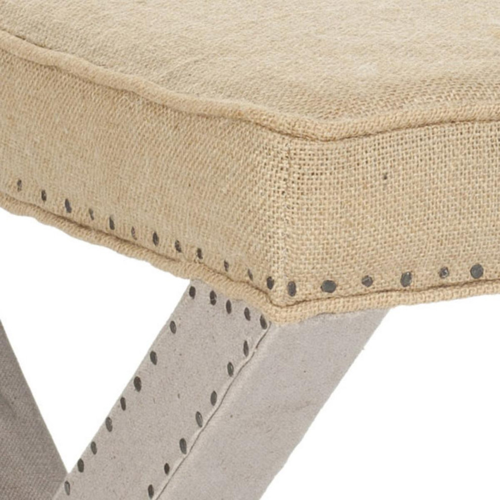 Arnold Ottoman Flat Black Nail Heads Taupe/ Beige   Modern   Footstools And Ottomans   by Virgil Stanis Design  Houzz