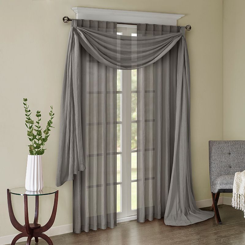 Madison Park 2-pack Kaylee Solid Crushed Sheer Window Curtains